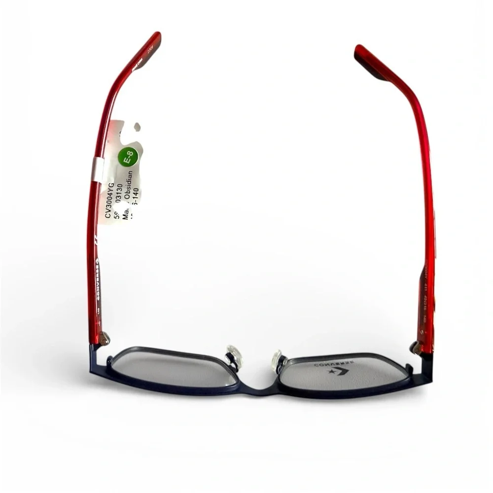 Converse Kids Eyeglasses Frames CV3004Y 411 Matte Black Red Full Rim 49-16-140